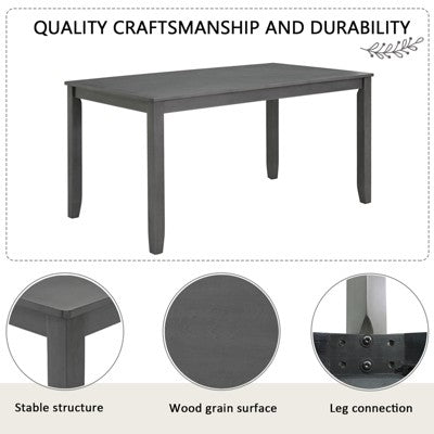GDFStudio Maeve Rustic 6 Piece Rubberwood Upholstered Dining Set