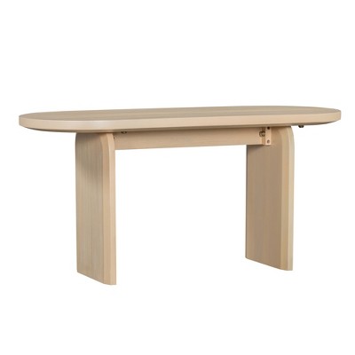 GDFStudio Tom 6 Piece Solid Wood and PE Rattan Dining Set with 71 Double Pedestal Table