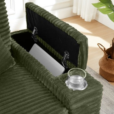 GDFStudio Siesta 42 Modern Corduroy Chair with Ottoman and Hidden Swivel Table
