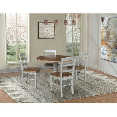 42 Albion Drop Leaf Dining Table with 4 Madrid Ladderback Chairs - International Concepts