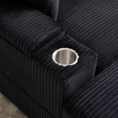 GDFStudio Ulen Modern Corduroy Upholstered Storage Chair with Ottoman and Detachable Cushions
