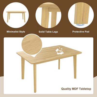 Rustic Wood Dining Table Set for 4, 5 Pieces Rectangular Table Set with Upholstered Chairs for Small Space Kitchen