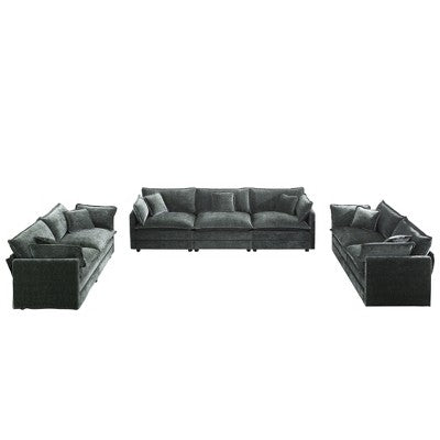 GDFStudio Kelsen Mid-century Modern 3 Piece Chenille Upholstered Sofa Set with Pillows