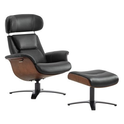 Spruce&Spring Swivel Recliner Chair Set Accent Chair with Ottoman and Adjustable Headrest