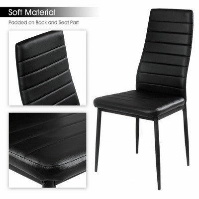 Costway 5 Piece Kitchen Dining Set Glass Metal Table 30 and 4 Chairs Breakfast Furniture Black