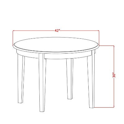 Round Kitchen Table Set 5 Piece - 42 Inch Table & 4 Parsons Chairs - Urban Modern Design