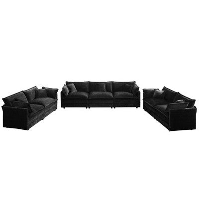 GDFStudio Kelsen Mid-century Modern 3 Piece Chenille Upholstered Sofa Set with Pillows