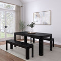 Plank+Beam 72 Modern Rounded Solid Wood Dining Table Set with 2 Benches