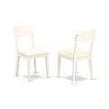 HomeStock 5-Piece Round Linen White Finish Solid Wood Top Dining Table with 4 Chairs