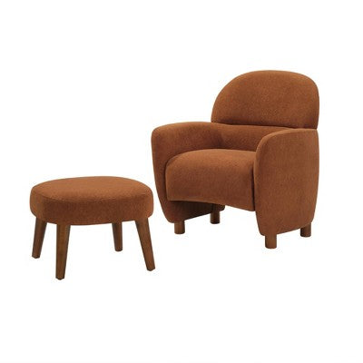 GDFStudio Leisure Fabric Upholstered Chair with Ottoman