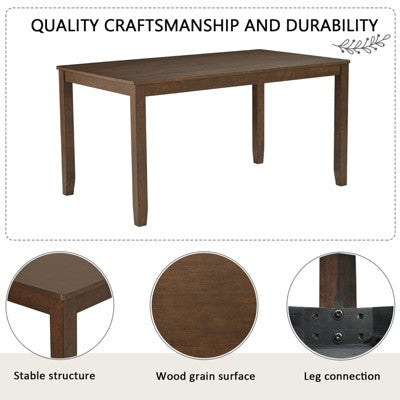 GDFStudio Maeve Rustic 6 Piece Rubberwood Upholstered Dining Set