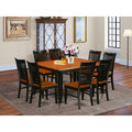 HomeStock Belmont 9 Pc Kitchen table set with a Dining Table and 8 Wood Seat Chairs in Black and Cherry
