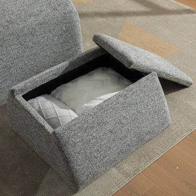 GDFStudio Amelia Modern Chenille Upholstered Armless Chair with Storage Ottoman