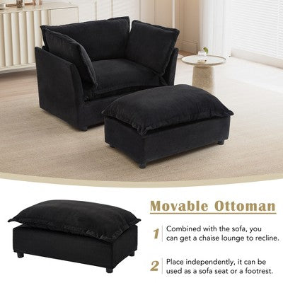 GDFStudio Becky Modern 47 Armchair Sofa with Movable Ottoman