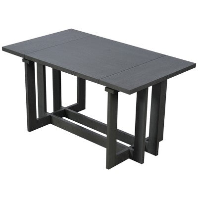 GDFStudio Elba 82 7 Piece Rubberwood Upholstered Dining Set with Trestle Extendable Table