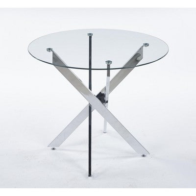 5-Piece Mid-Century Dining Set with Glass Table Top and Metal Legs for 4-6 People, Also Functions as Coffee Table