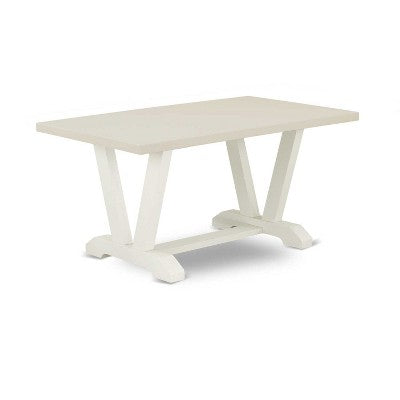 HomeStock 7-Piece Wire Brushed Linen White Finish Solid Wood Top Dining Table with 6 Chairs