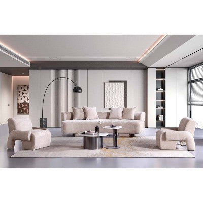 Manhattan Comfort 3pc Verandah Chenille Upholstered 112 Sofa and 2 Accent Chairs