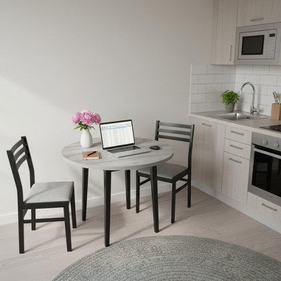 Homy Casa 3-Piece Drop-Leaf Dining Table Set with 2 Chairs  Space-Saving Kitchen Furniture