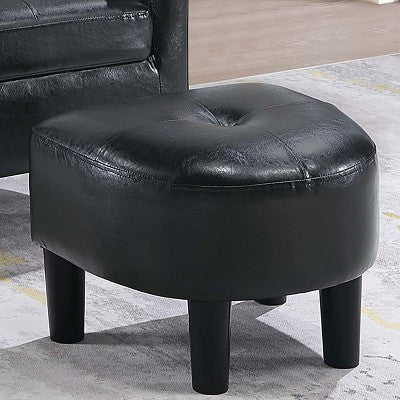 GDFStudio Nolan Contemporary Faux Leather Upholstered Barrel Back Accent Chair with Ottoman Set
