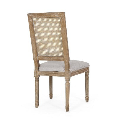 Christopher Knight Home Remuda French Country Fabric Upholstered Wood and Cane 5 Piece Circular Dining Set