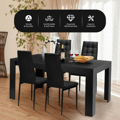 Costway 9pcs Dining Set Wood Table and 8 Fabric Chairs Home Kitchen Modern