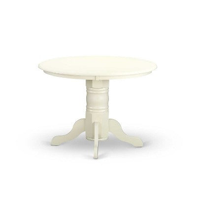 HomeStock 5-Piece Round Buttermilk & Cherry Finish Solid Wood Top Dining Table with 4 Parson Chair
