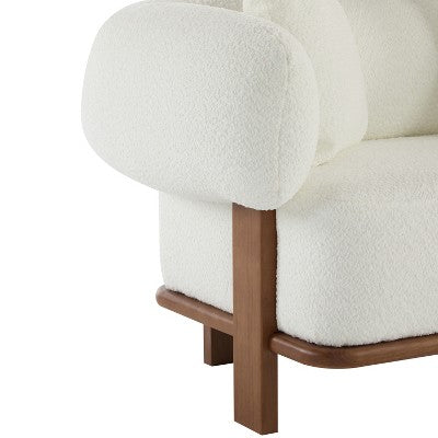 Christopher Knight Home Tadg 82 Rubberwood Boucle Upholstered 3 Seater Curved Sofa with Pillows (Set of 2)