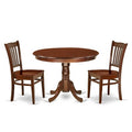 Gothic Kitchen Table Set - 3 Piece Glamour Dining Set with Chairs - 42 Round Table - Elegant Wood Design