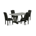 5-Piece Rectangle Natural Oak Finish Solid Wood Top Dining Table with 4 Parson Chair with