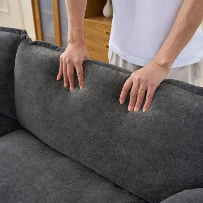 GDFStudio Jorah Modular 2 Piece Chenille Upholstered Sofa Set with 3 Pillows and Storage Pockets