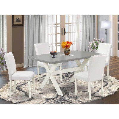 HomeStock 5-Pc Natural Oak Finish Solid Wood Top Dining table with 4 Chairs