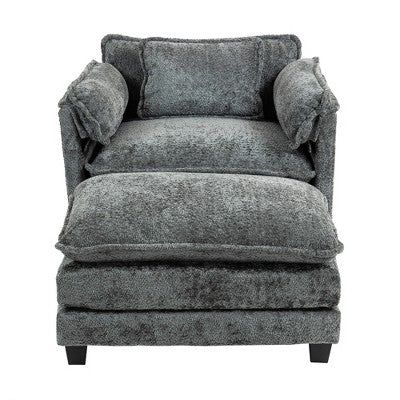 GDFStudio Dorine Modern Boucle Upholstered Oversized Sofa with Ottoman