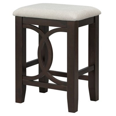 Farmhouse 3 Piece Counter Height Dining Table Set for 2, Wood Console Bar Table with USB Port and Upholstered Stools for Small Space