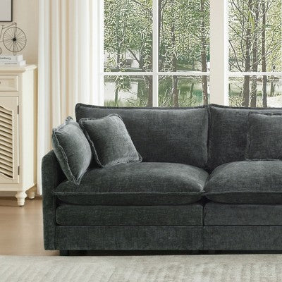 GDFStudio Kelsen Mid-century Modern 3 Piece Chenille Upholstered Sofa Set with Pillows