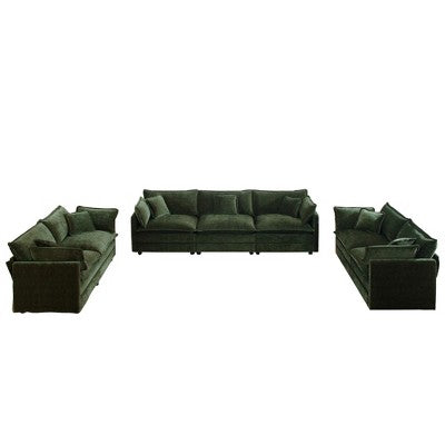 GDFStudio Kelsen Mid-century Modern 3 Piece Chenille Upholstered Sofa Set with Pillows