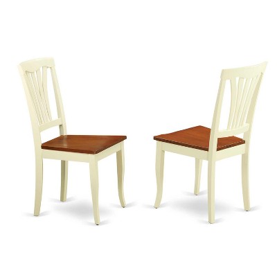 HomeStock 5-Piece Round Buttermilk and Cherry Finish Solid Wood Top Dining table with 4 Chairs