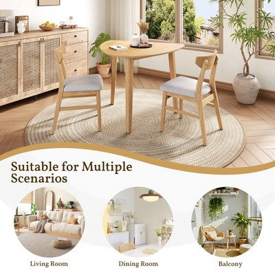 3-Piece Modern Dining Table Set, Triangular Side Table & 2 Curved Wood Chairs for Small Living Room Kitchen Studio - ModernLuxe