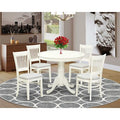 HomeStock Anva5 Round Dining Set Modern Linen White
