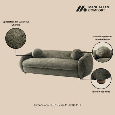 Manhattan Comfort 2pc Tribeca Chenille Upholstered 85.8 Sofa and Accent Chair Set