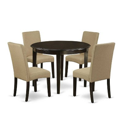 Round Kitchen Table Set 5 Piece - 42 Inch Table & 4 Parsons Chairs - Urban Modern Design