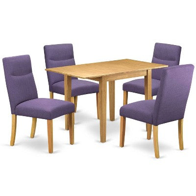 HomeStock 5-Pc Natural Oak Finish Solid Wood Top - Dining Room Set - Seats 4