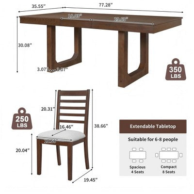 GDFStudio Gomez 5-Piece Extendable Dining Table Set with 18 Move Leaf