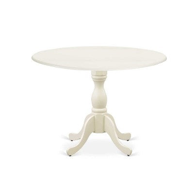 5-Piece Linen White Finish Solid Wood Top Dining table with 4 Chairs with Drop Leaf