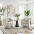 3-Piece Modern Seating Set with 2 Swivel Barrel Accent Chairs and Black Pedestal Round Side Table for Living Room or Reading Corner-Panipeachy