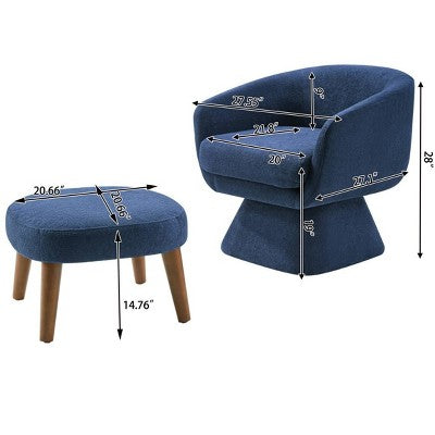 Modern Swivel Accent Chair and Ottoman Set, Fabric Upholstered Swivel Side Chair for Living Room, Bedroom, Apartment, or Reading Nook-Panipeachy