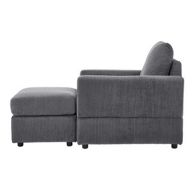 GDFStudio Warner Corduroy 32W Upholstered Accent Chair with Ottoman