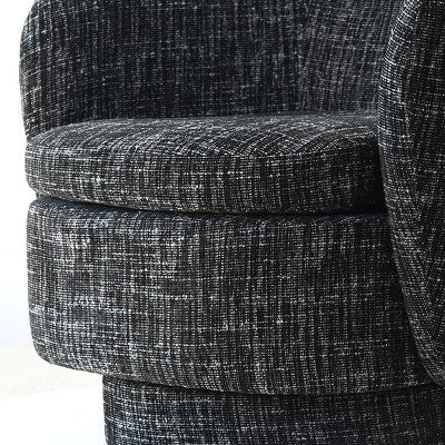 3-Piece Modern Seating Set with 2 Swivel Barrel Accent Chairs and Black Pedestal Round Side Table for Living Room or Reading Corner-Panipeachy