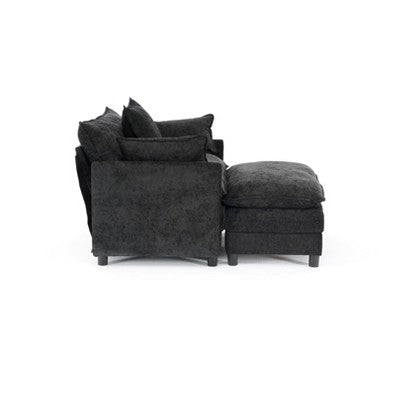 GDFStudio Lewis 39.4 Modern Chenille Upholstered Accent Chair with Ottoman