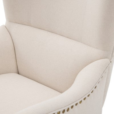 Vintage Accent Chair High-back Armchair Upholstered Lounge Chair Cozy Reading Chair with Ottoman, Classic Tufted & Nailhead Trim, Brown - ModernLuxe